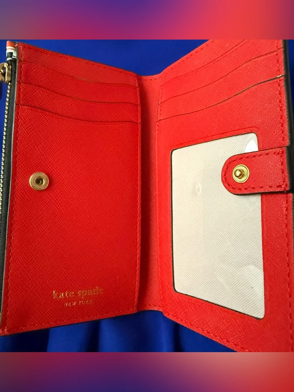 Kate Spade Slice Embossed Leather Small Slim Bifold Wallet